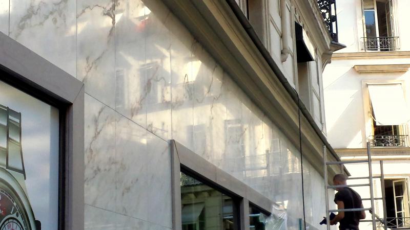 nettoyage facade en marbre